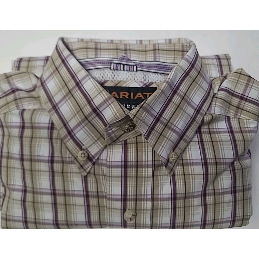 Ariat‎ Pro Series Men's Size S/P Fitted Long Sleeve Button Down Plaid Shirt EUC